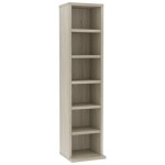 vidaXL CD Cabinet Sonoma Oak 21x20x88 cm Engineered Wood Storage Organizer